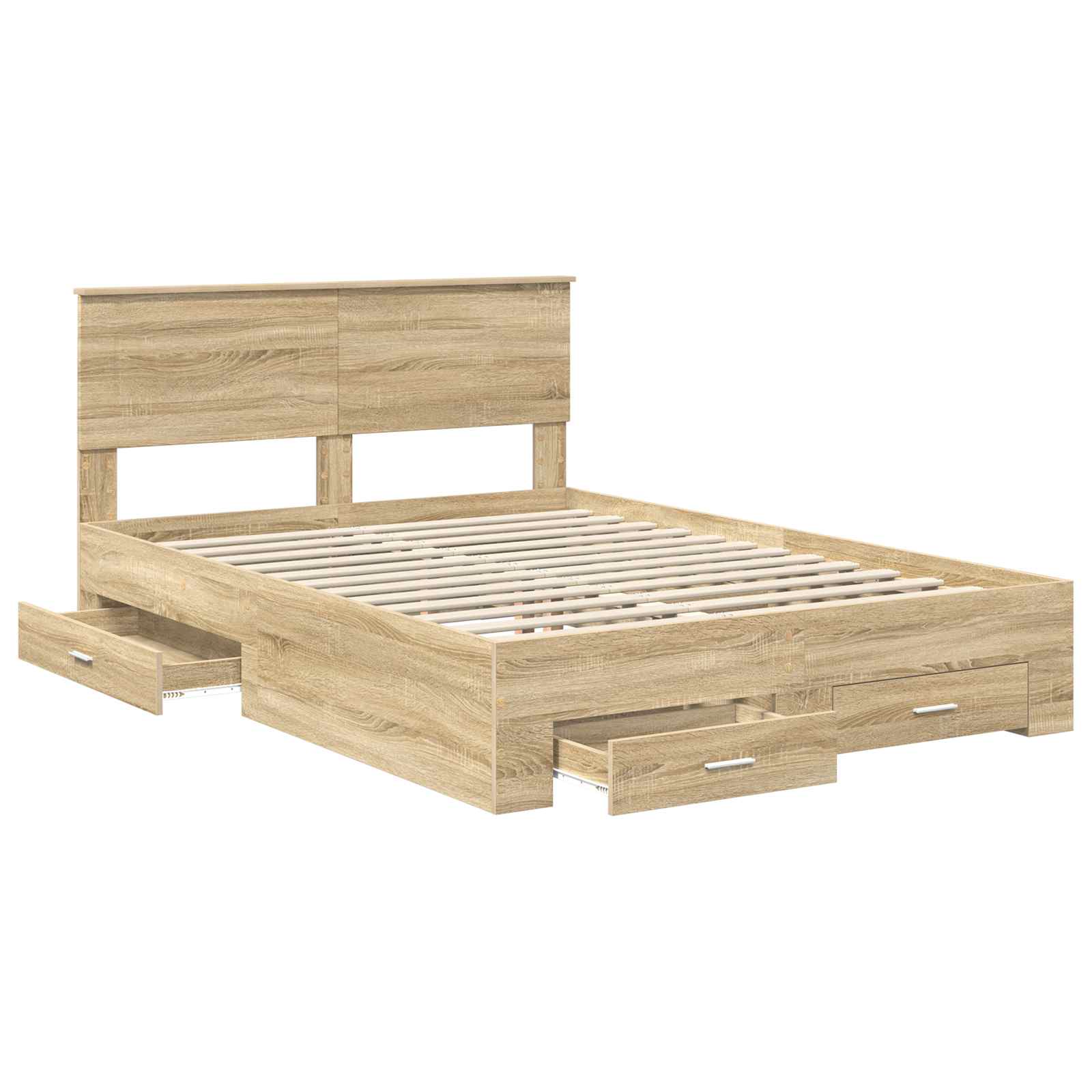 vidaXL Ramka łóżka Dąb Sonoma 150 x 200 cm Materiał drewnopochodny