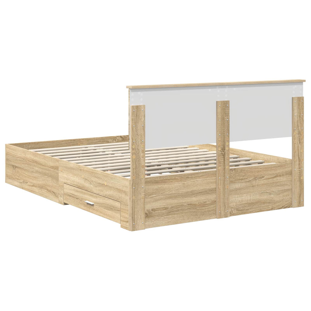 vidaXL Ramka łóżka Dąb Sonoma 150 x 200 cm Materiał drewnopochodny