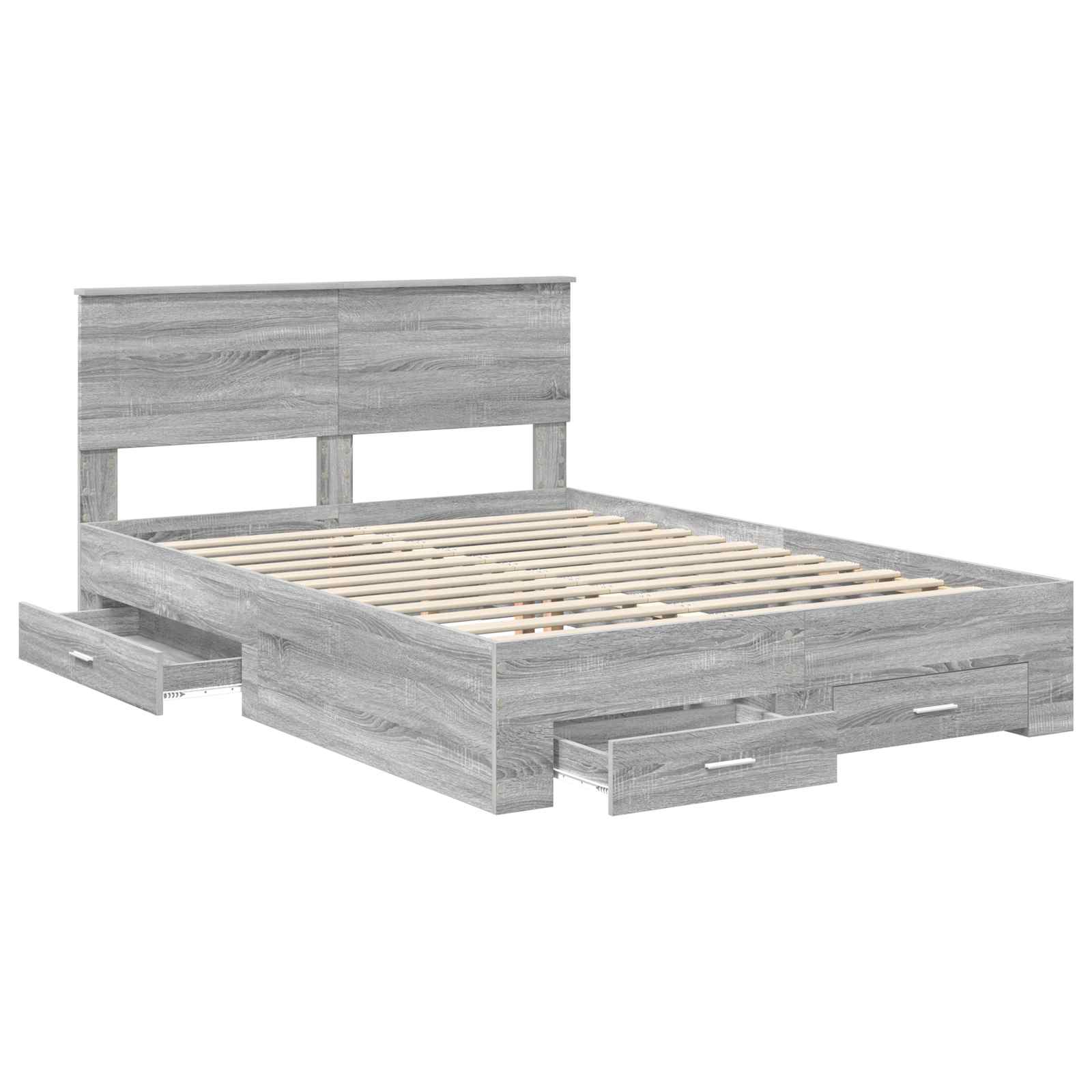 vidaXL Ramka łóżka Szary Sonoma 150 x 200 cm Materiał drewnopochodny