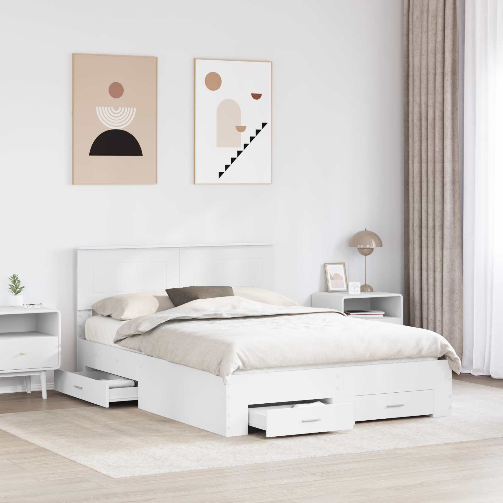 vidaXL Ramka łóżka Biały 140 x 190 cm Materiał drewnopochodny