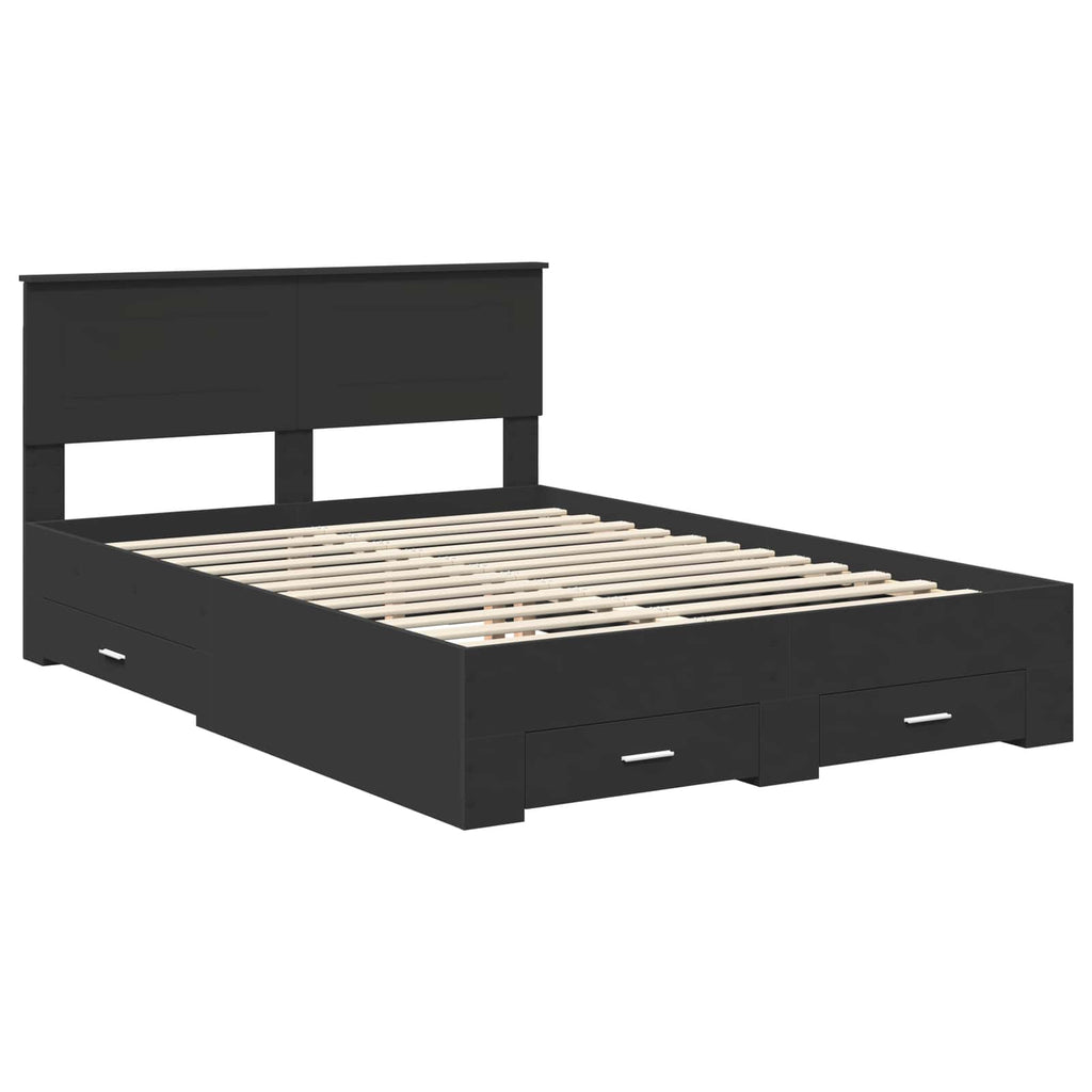 vidaXL Ramka łóżka Czarny 140 x 190 cm Materiał drewnopochodny