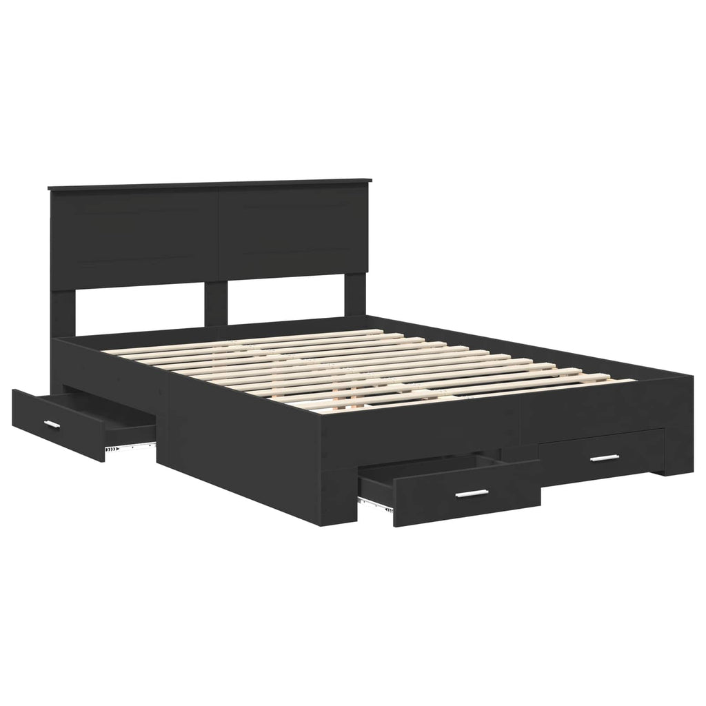 vidaXL Ramka łóżka Czarny 140 x 190 cm Materiał drewnopochodny