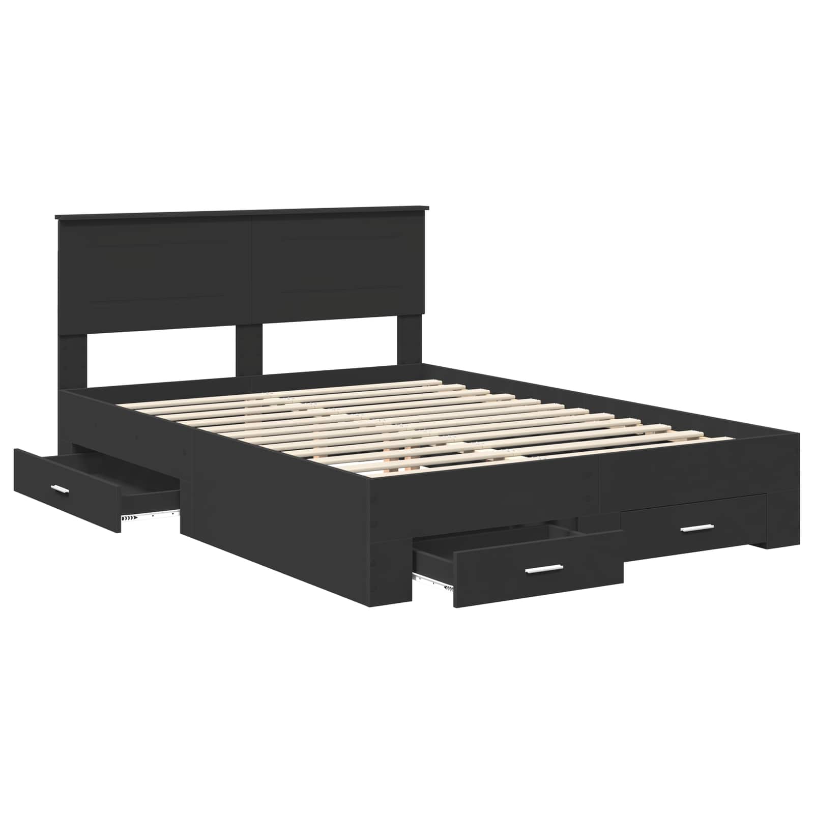 vidaXL Ramka łóżka Czarny 140 x 190 cm Materiał drewnopochodny