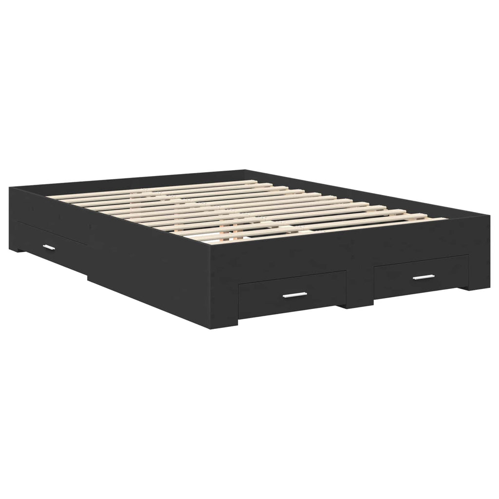 vidaXL Ramka łóżka Czarny 140 x 190 cm Materiał drewnopochodny