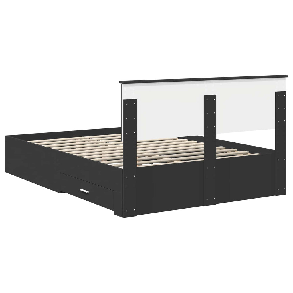 vidaXL Ramka łóżka Czarny 140 x 190 cm Materiał drewnopochodny