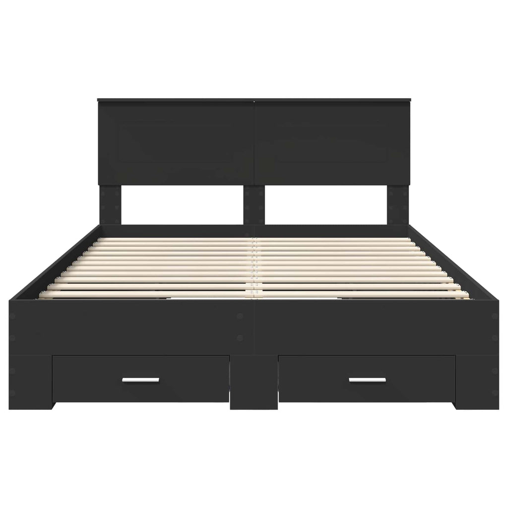 vidaXL Ramka łóżka Czarny 140 x 190 cm Materiał drewnopochodny