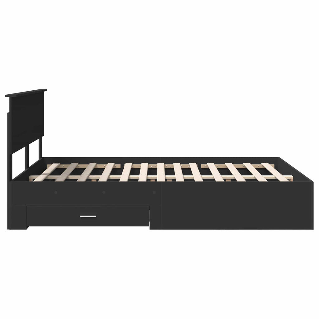 vidaXL Ramka łóżka Czarny 140 x 190 cm Materiał drewnopochodny