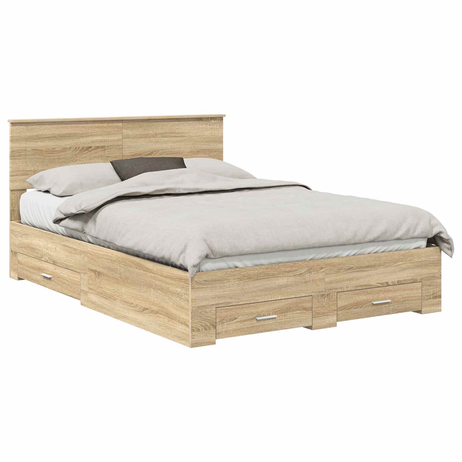 vidaXL Ramka łóżka Dąb Sonoma 140 x 190 cm Materiał drewnopochodny