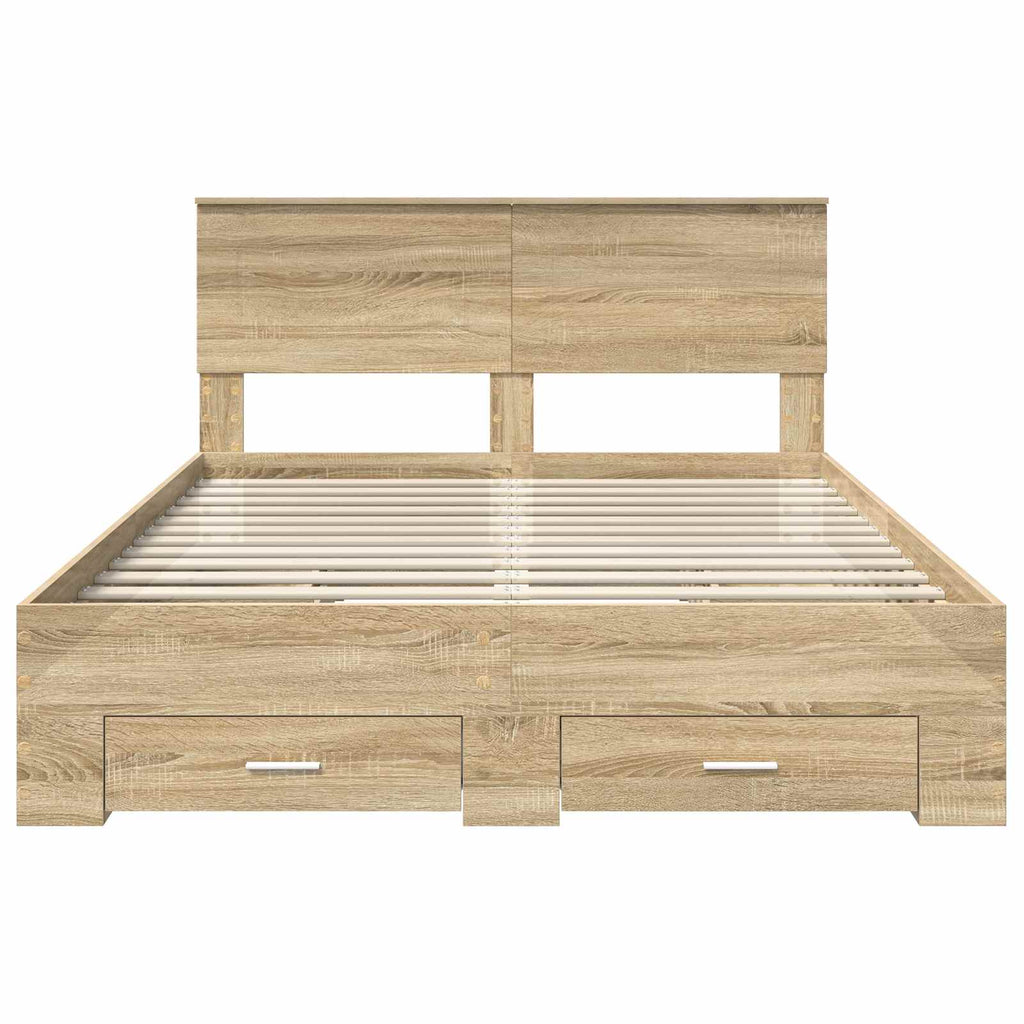 vidaXL Ramka łóżka Dąb Sonoma 140 x 190 cm Materiał drewnopochodny