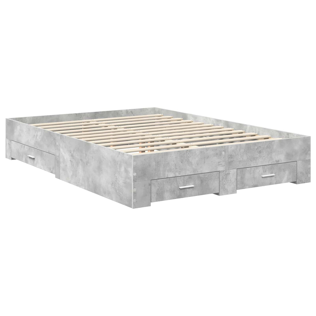 vidaXL Ramka łóżka Betonowy szary 140 x 190 cm Materiał drewnopochodny