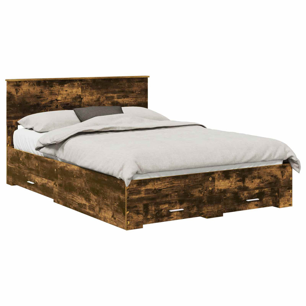 vidaXL Ramka łóżka Dąb wędzony 140 x 190 cm Materiał drewnopochodny