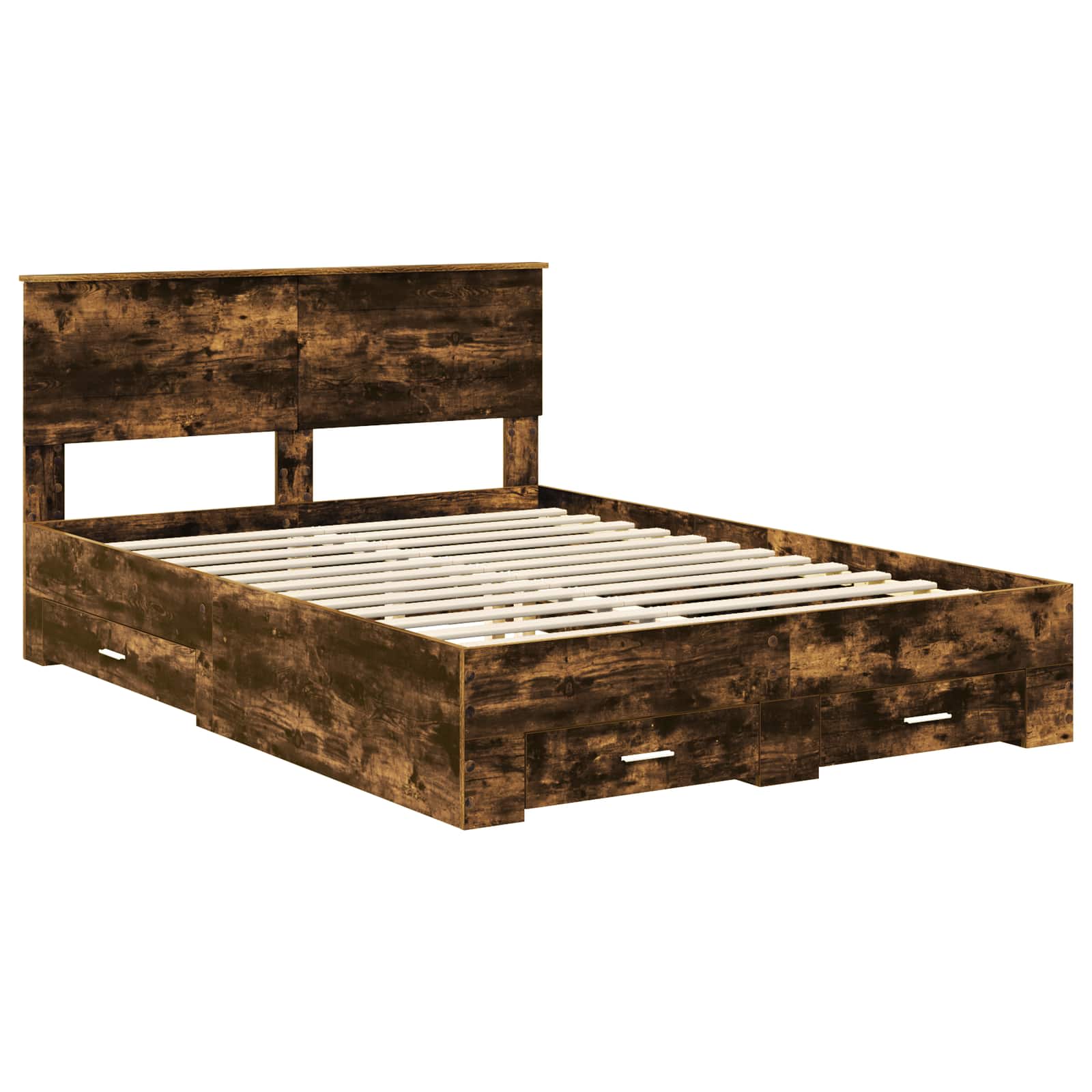 vidaXL Ramka łóżka Dąb wędzony 140 x 190 cm Materiał drewnopochodny