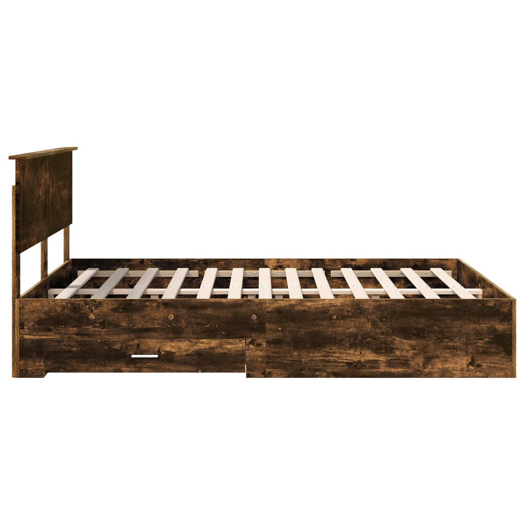 vidaXL Ramka łóżka Dąb wędzony 140 x 190 cm Materiał drewnopochodny
