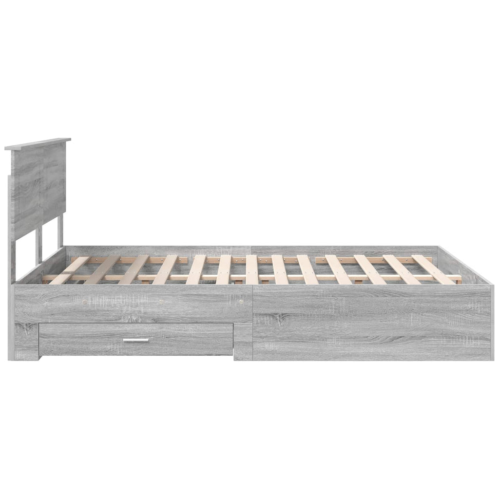 vidaXL Ramka łóżka Szary Sonoma 140 x 190 cm Materiał drewnopochodny
