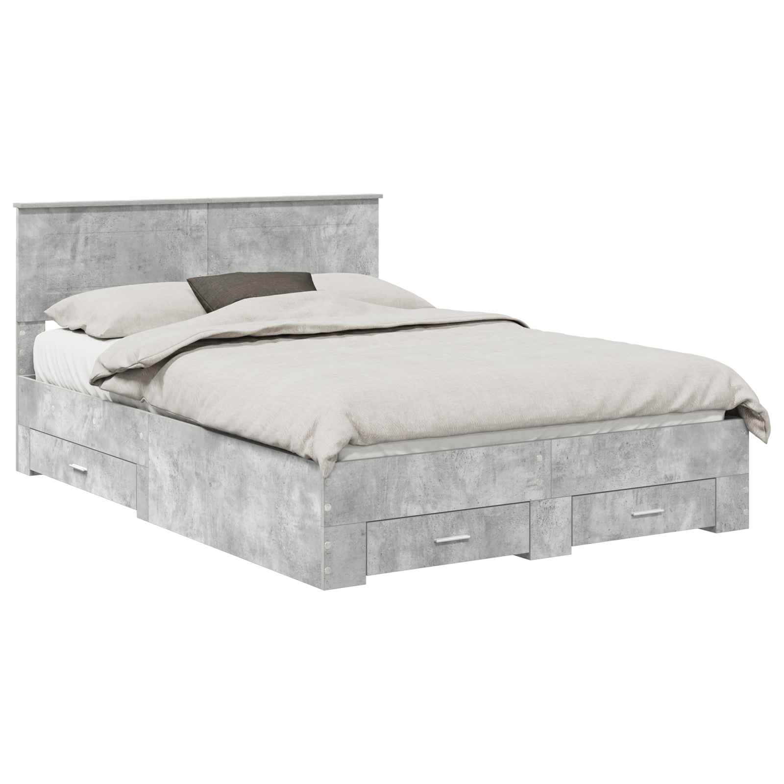 vidaXL Ramka łóżka Betonowy szary 140 x 200 cm Materiał drewnopochodny
