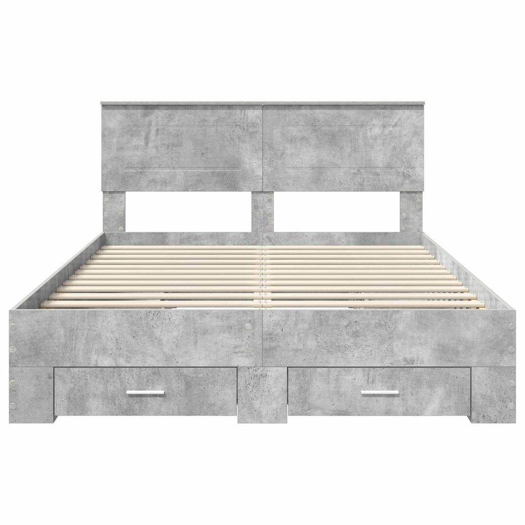 vidaXL Ramka łóżka Betonowy szary 140 x 200 cm Materiał drewnopochodny