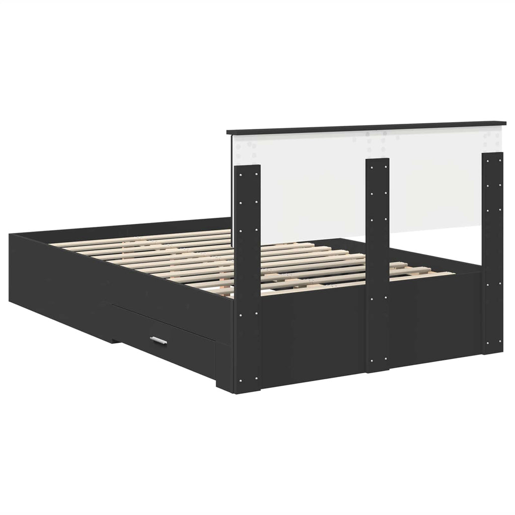 vidaXL Ramka łóżka Czarny 135 x 190 cm Materiał drewnopochodny