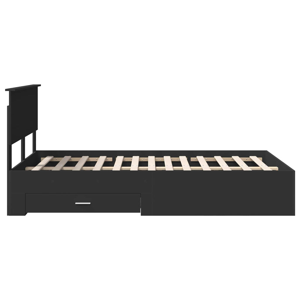vidaXL Ramka łóżka Czarny 135 x 190 cm Materiał drewnopochodny