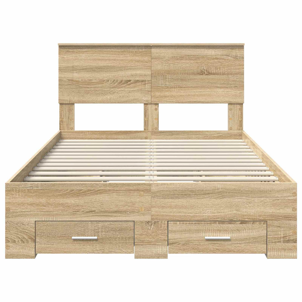 vidaXL Ramka łóżka Dąb Sonoma 135 x 190 cm Materiał drewnopochodny