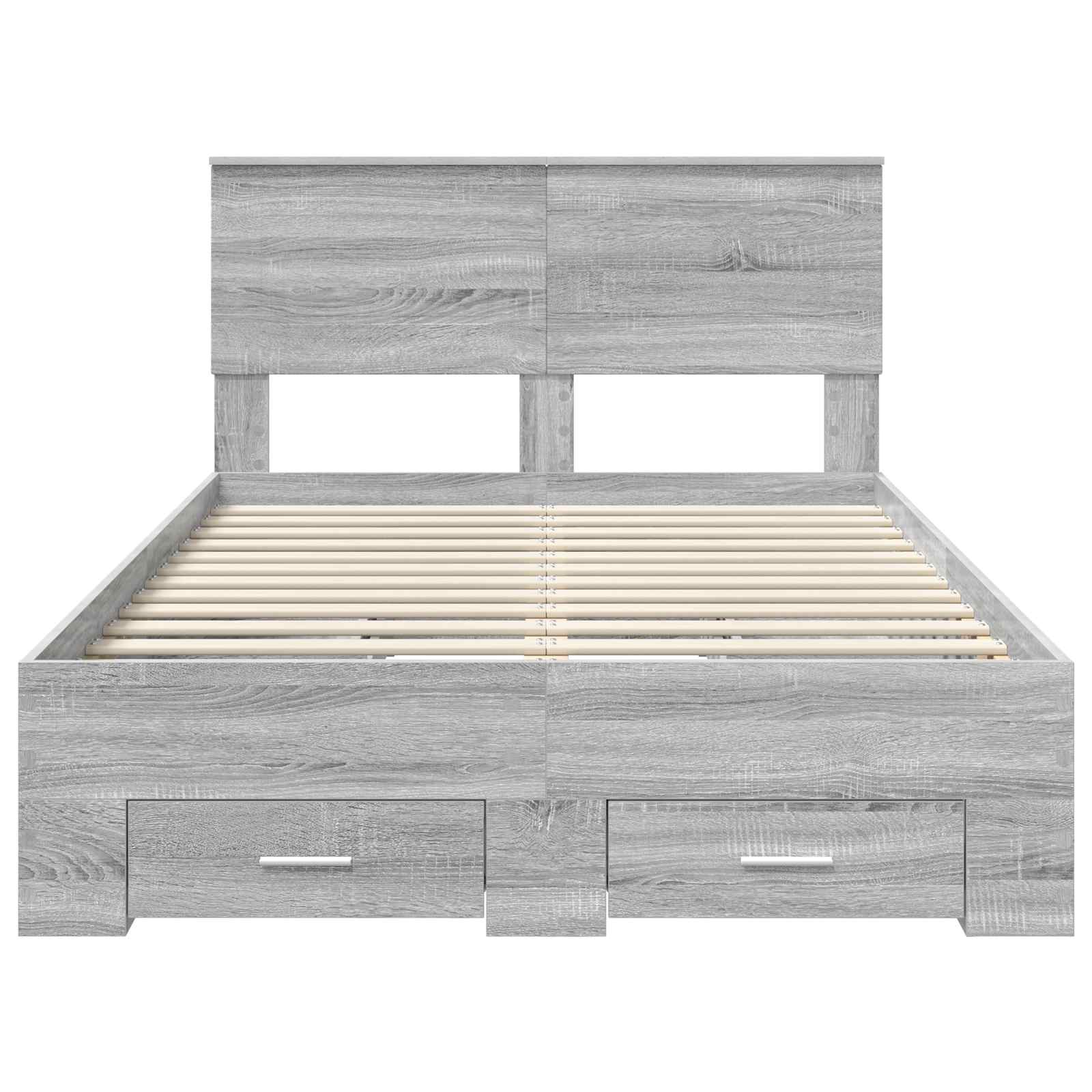 vidaXL Ramka łóżka Szary Sonoma 135 x 190 cm Materiał drewnopochodny