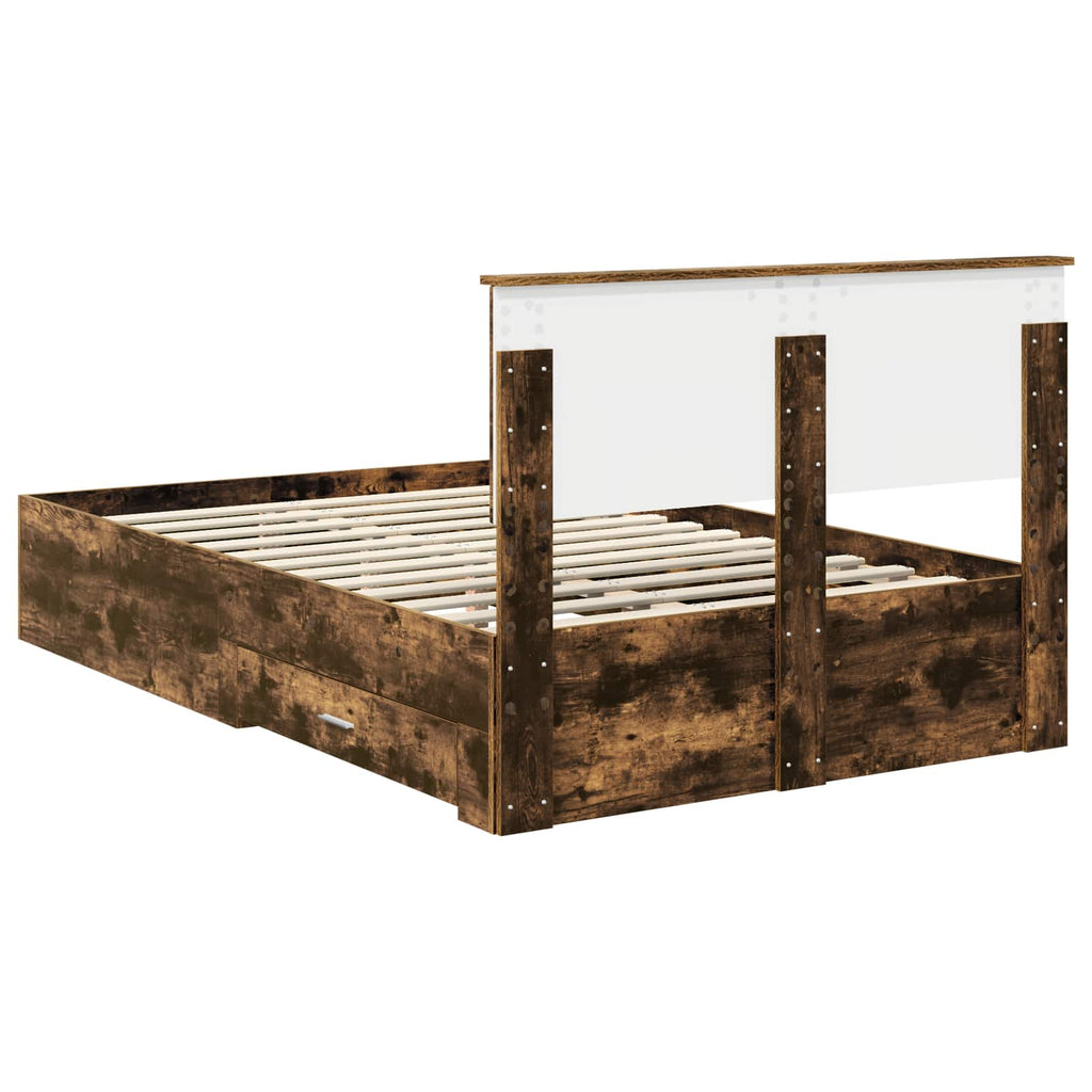 vidaXL Ramka łóżka Dąb wędzony 120 x 190 cm Materiał drewnopochodny