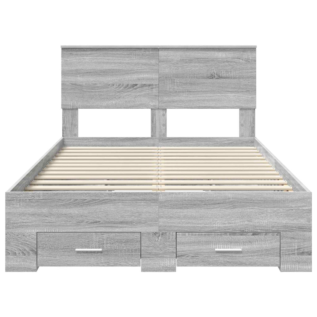 vidaXL Ramka łóżka Szary Sonoma 120 x 190 cm Materiał drewnopochodny