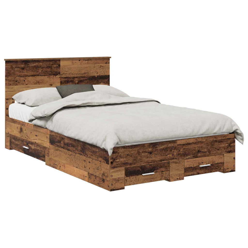 vidaXL Ramka łóżka Stare drewno 120 x 190 cm Materiał drewnopochodny
