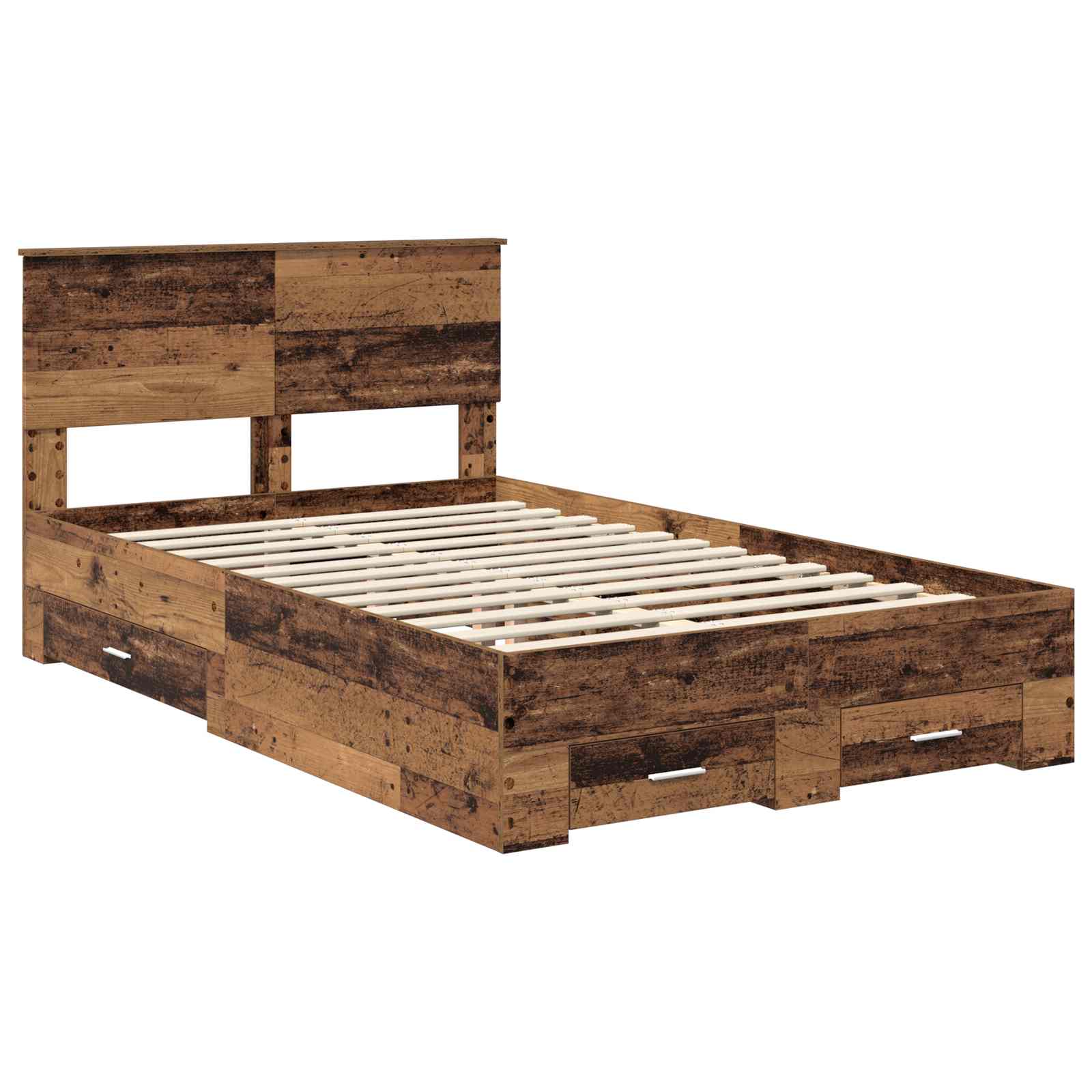 vidaXL Ramka łóżka Stare drewno 120 x 190 cm Materiał drewnopochodny