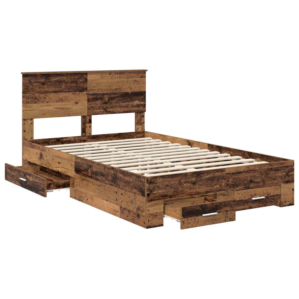vidaXL Ramka łóżka Stare drewno 120 x 190 cm Materiał drewnopochodny