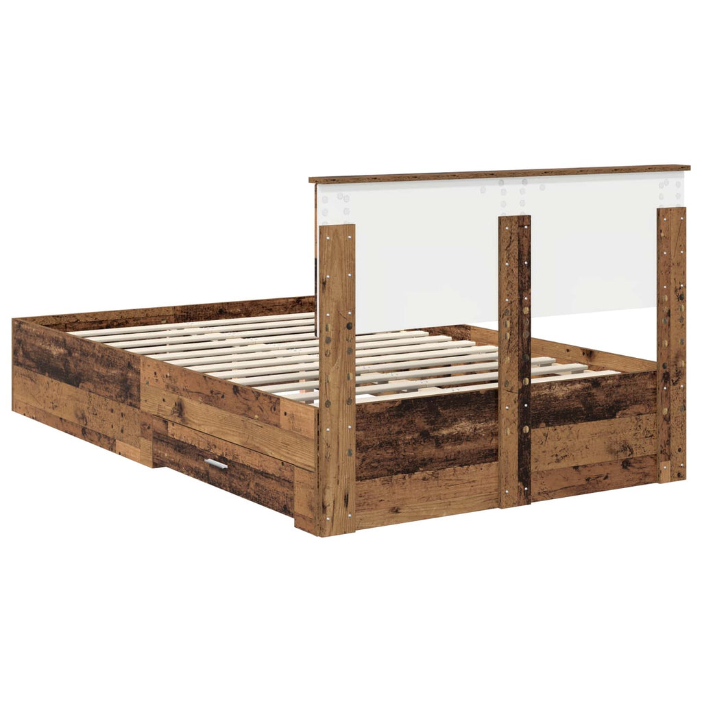 vidaXL Ramka łóżka Stare drewno 120 x 190 cm Materiał drewnopochodny