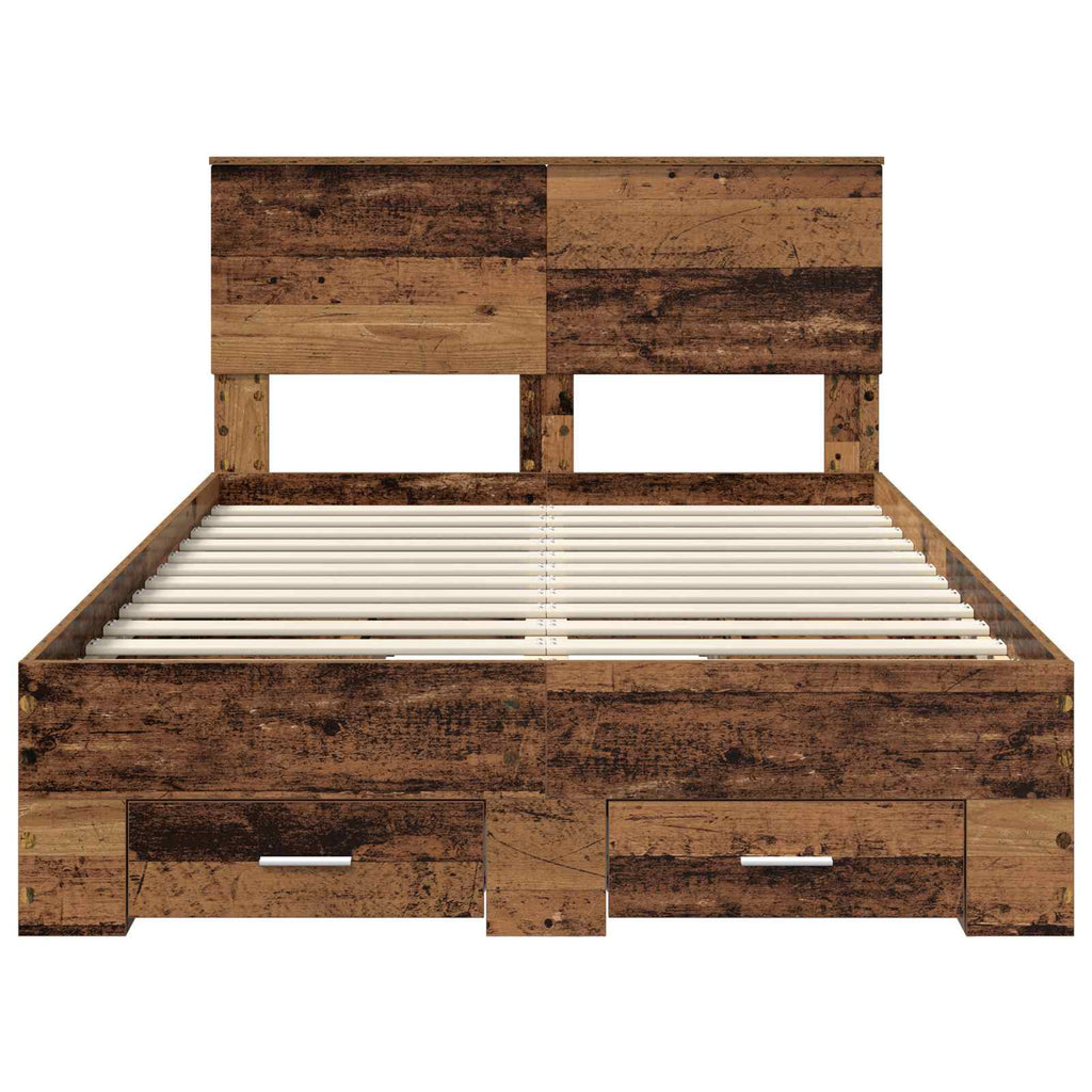 vidaXL Ramka łóżka Stare drewno 120 x 190 cm Materiał drewnopochodny