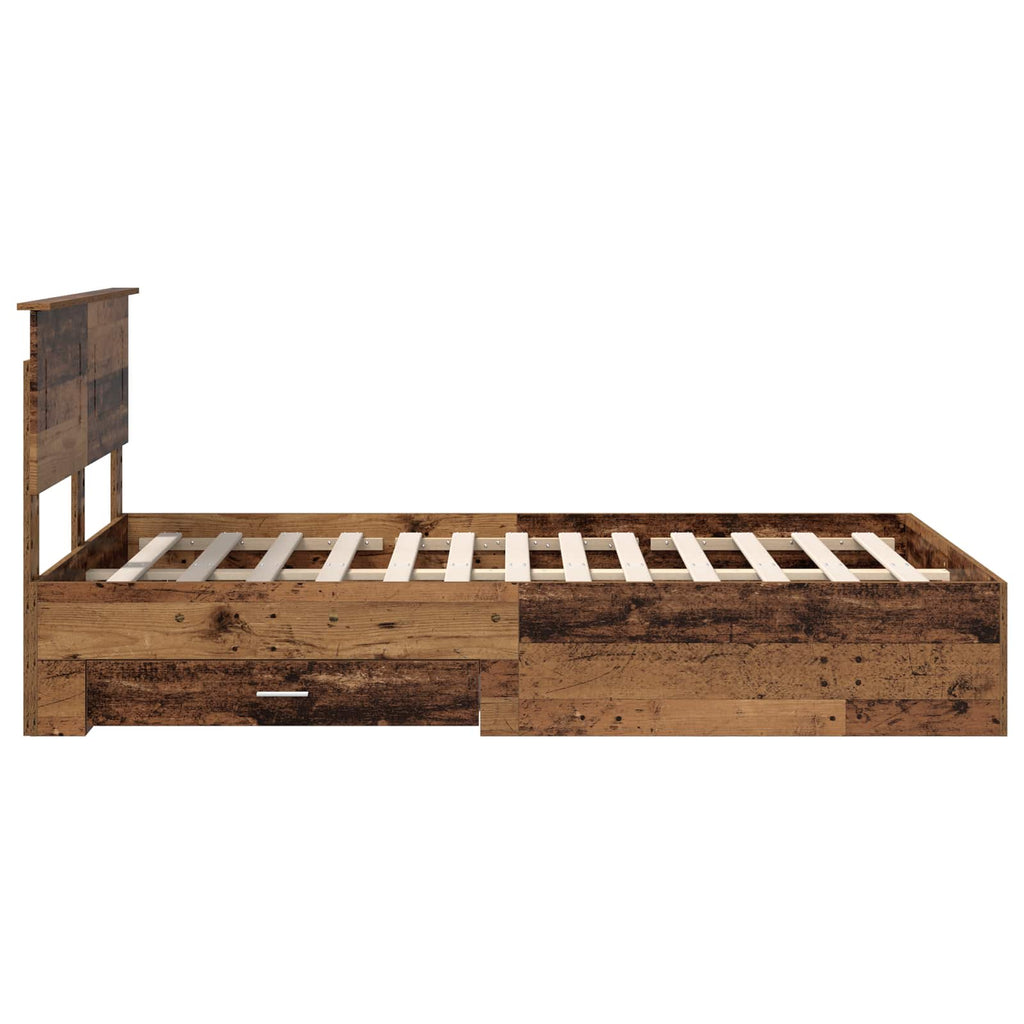 vidaXL Ramka łóżka Stare drewno 120 x 190 cm Materiał drewnopochodny
