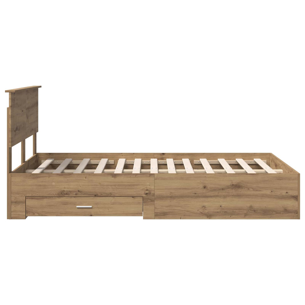 vidaXL Ramka łóżka Z zagłówkiem Dąb rzemieślniczy 120 x 190 cm
