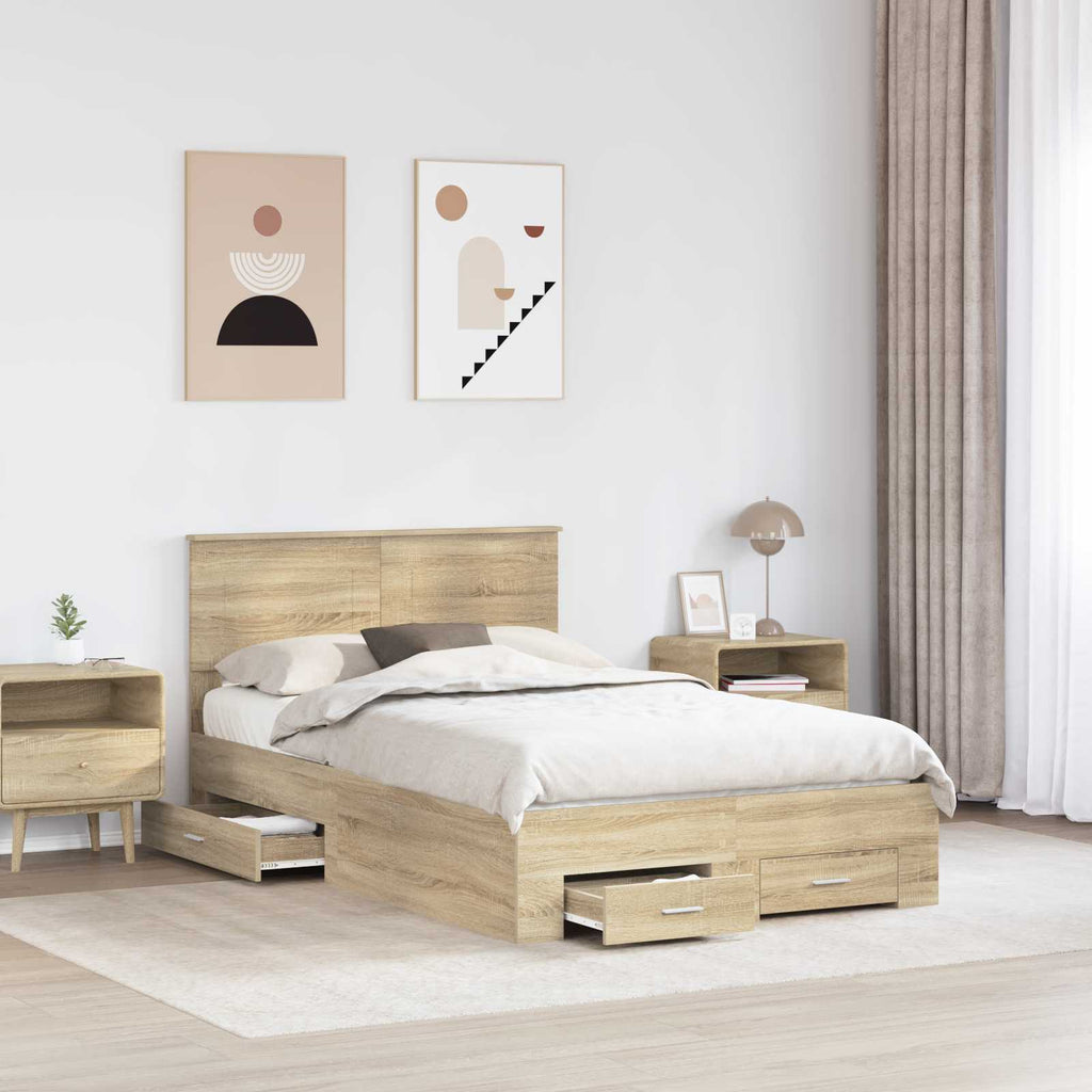 vidaXL Ramka łóżka Dąb Sonoma 120 x 200 cm Materiał drewnopochodny