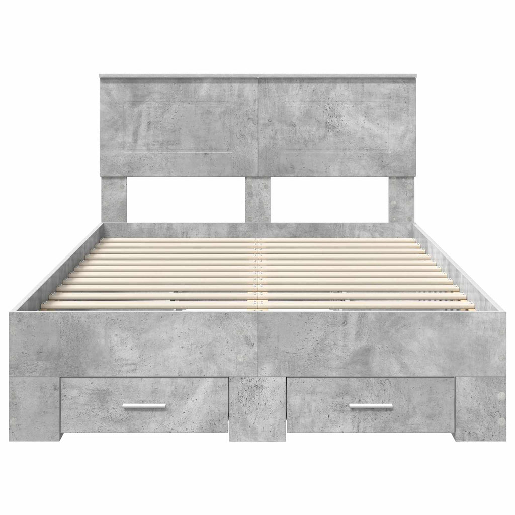 vidaXL Ramka łóżka Betonowy szary 120 x 200 cm Materiał drewnopochodny