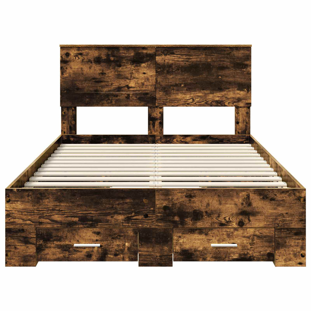 vidaXL Ramka łóżka Dąb wędzony 120 x 200 cm Materiał drewnopochodny