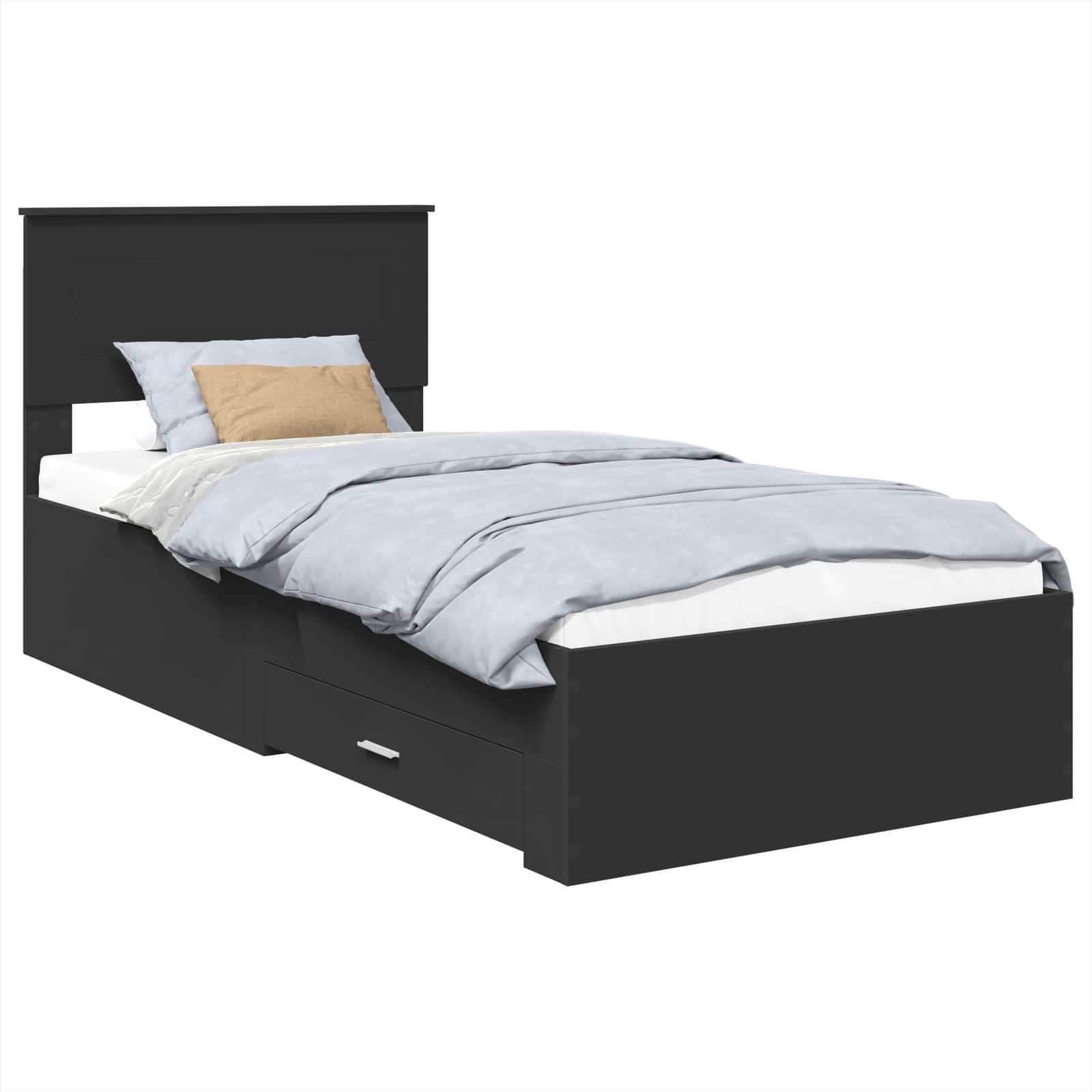 vidaXL Ramka łóżka Z zagłówkiem Czarny i Srebrny 100 x 200 cm