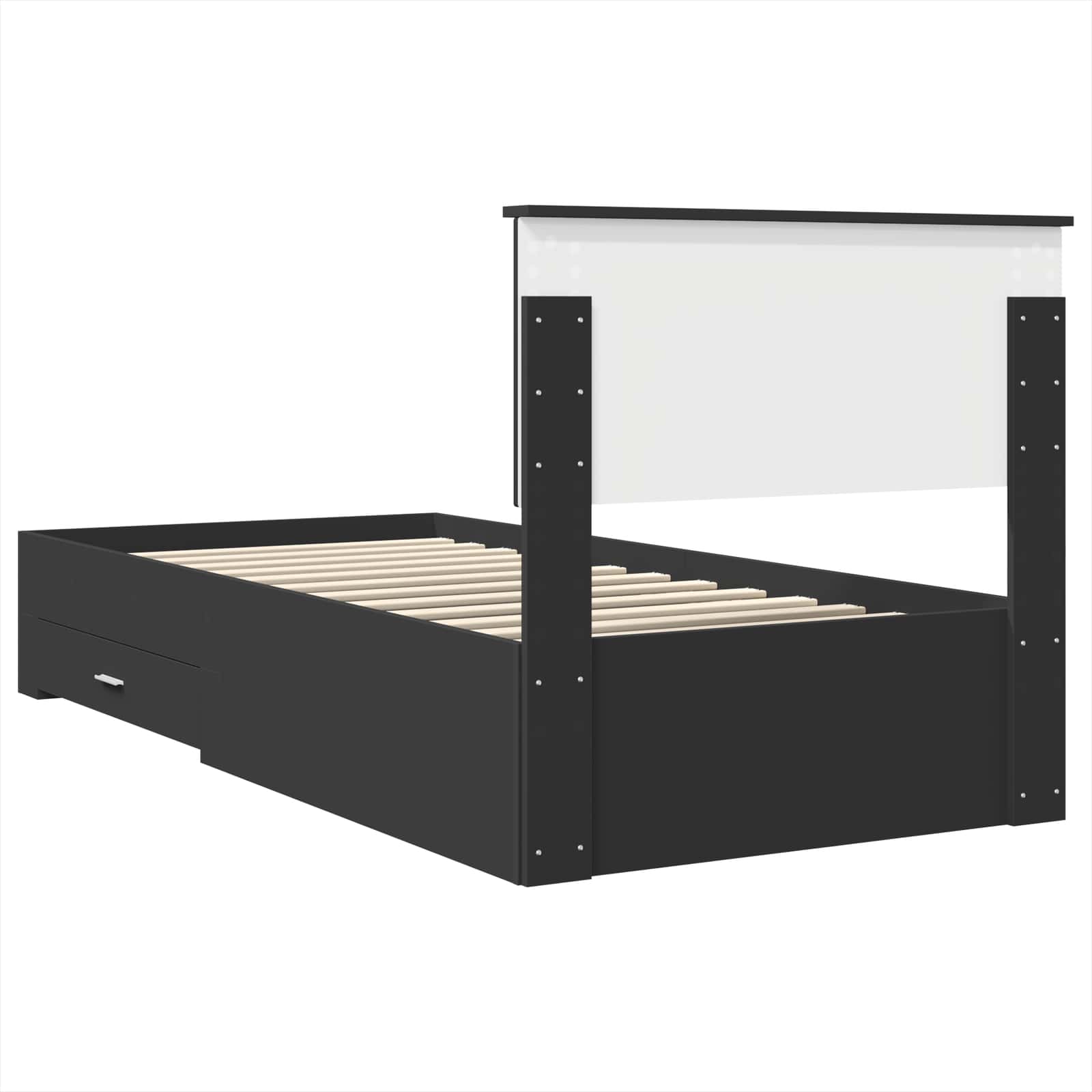 vidaXL Ramka łóżka Z zagłówkiem Czarny i Srebrny 100 x 200 cm