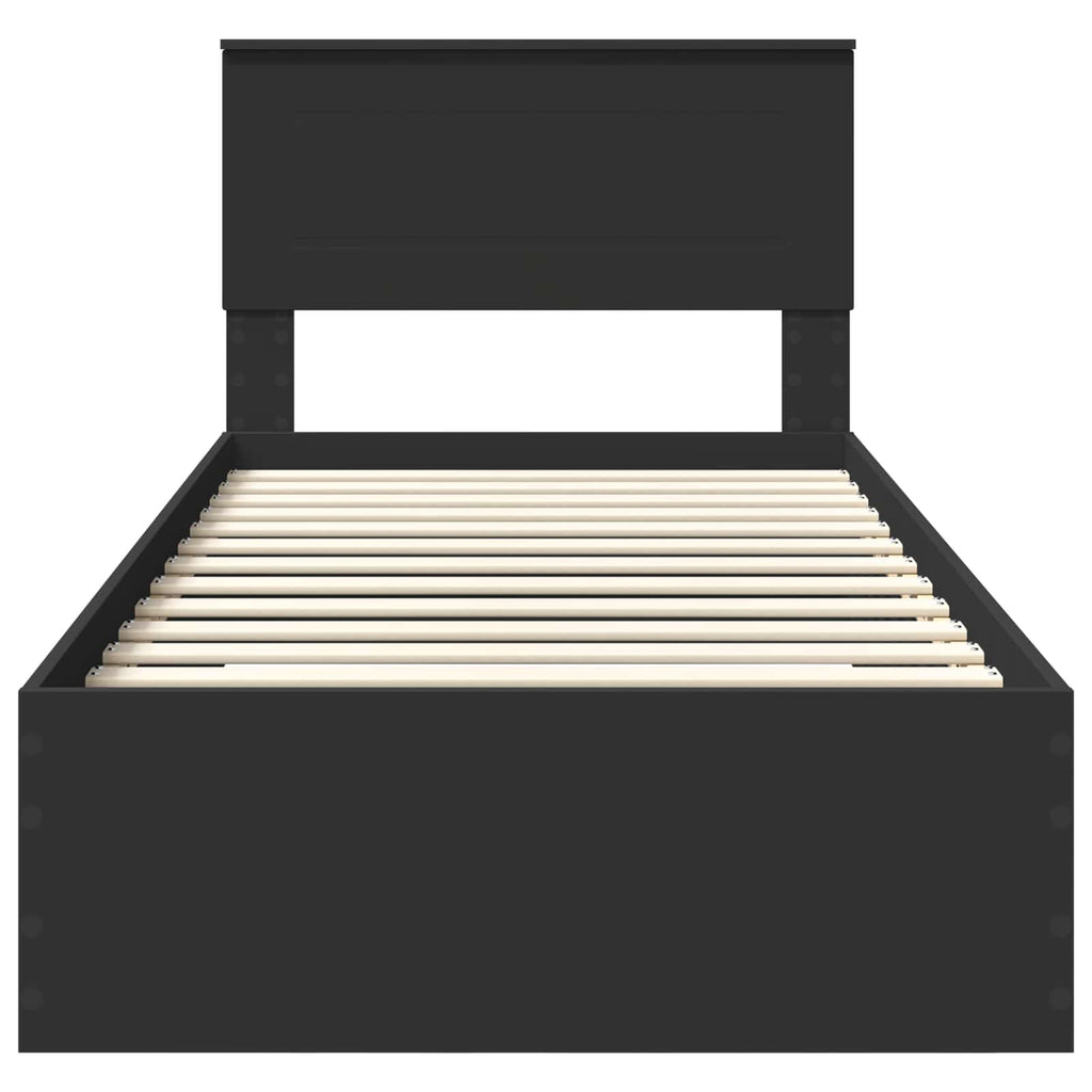 vidaXL Ramka łóżka Z zagłówkiem Czarny i Srebrny 100 x 200 cm