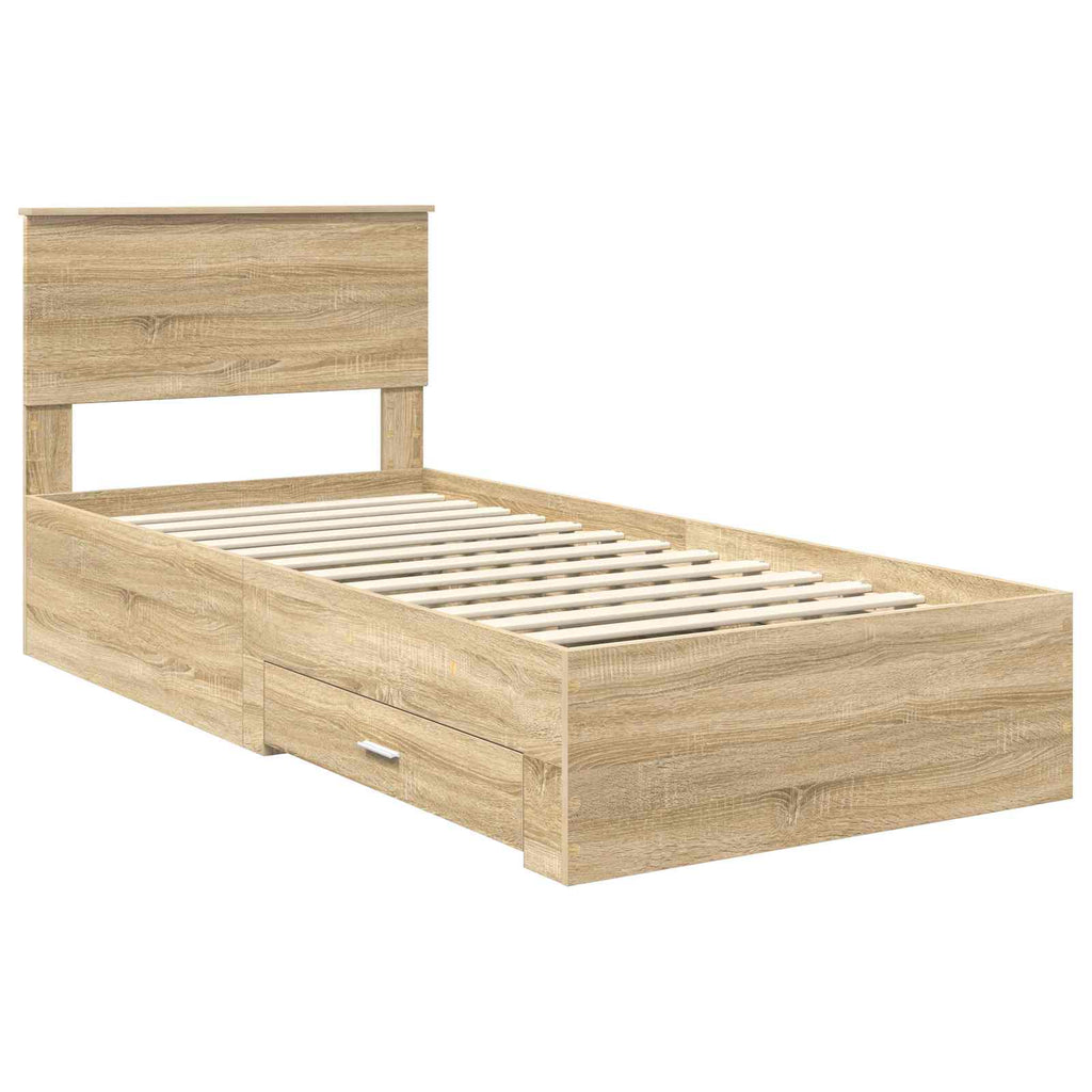 vidaXL Ramka łóżka Dąb Sonoma 100 x 200 cm Materiał drewnopochodny