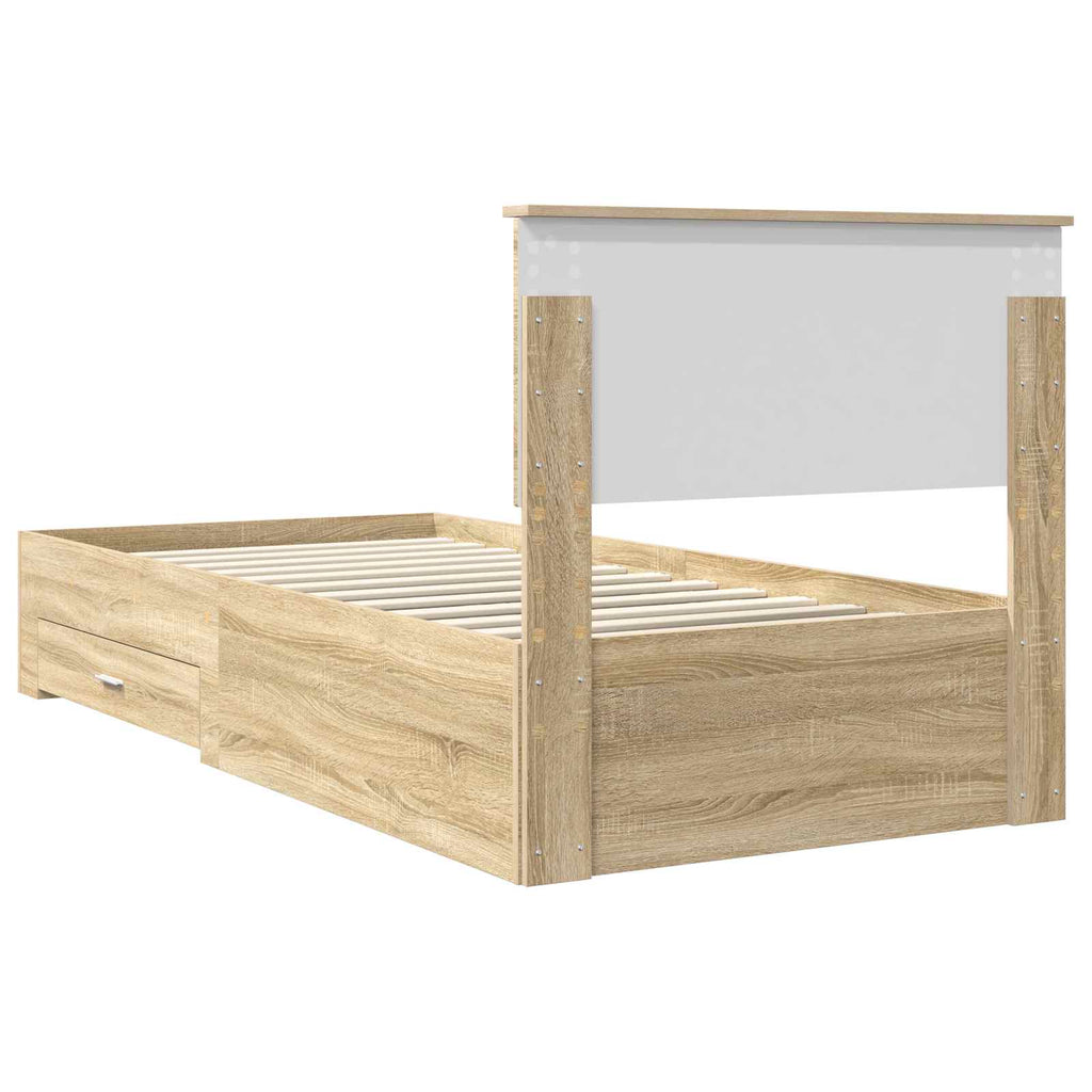 vidaXL Ramka łóżka Dąb Sonoma 100 x 200 cm Materiał drewnopochodny