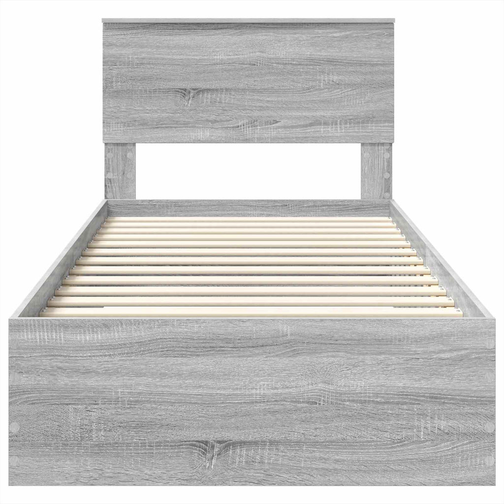 vidaXL Ramka łóżka Szary Sonoma 100 x 200 cm Materiał drewnopochodny
