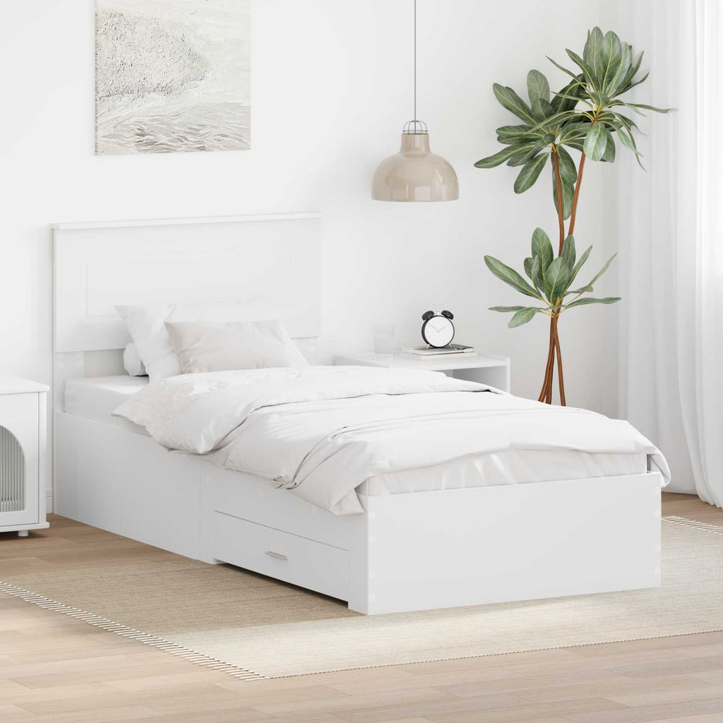 vidaXL Ramka łóżka Biały 90 x 190 cm Materiał drewnopochodny