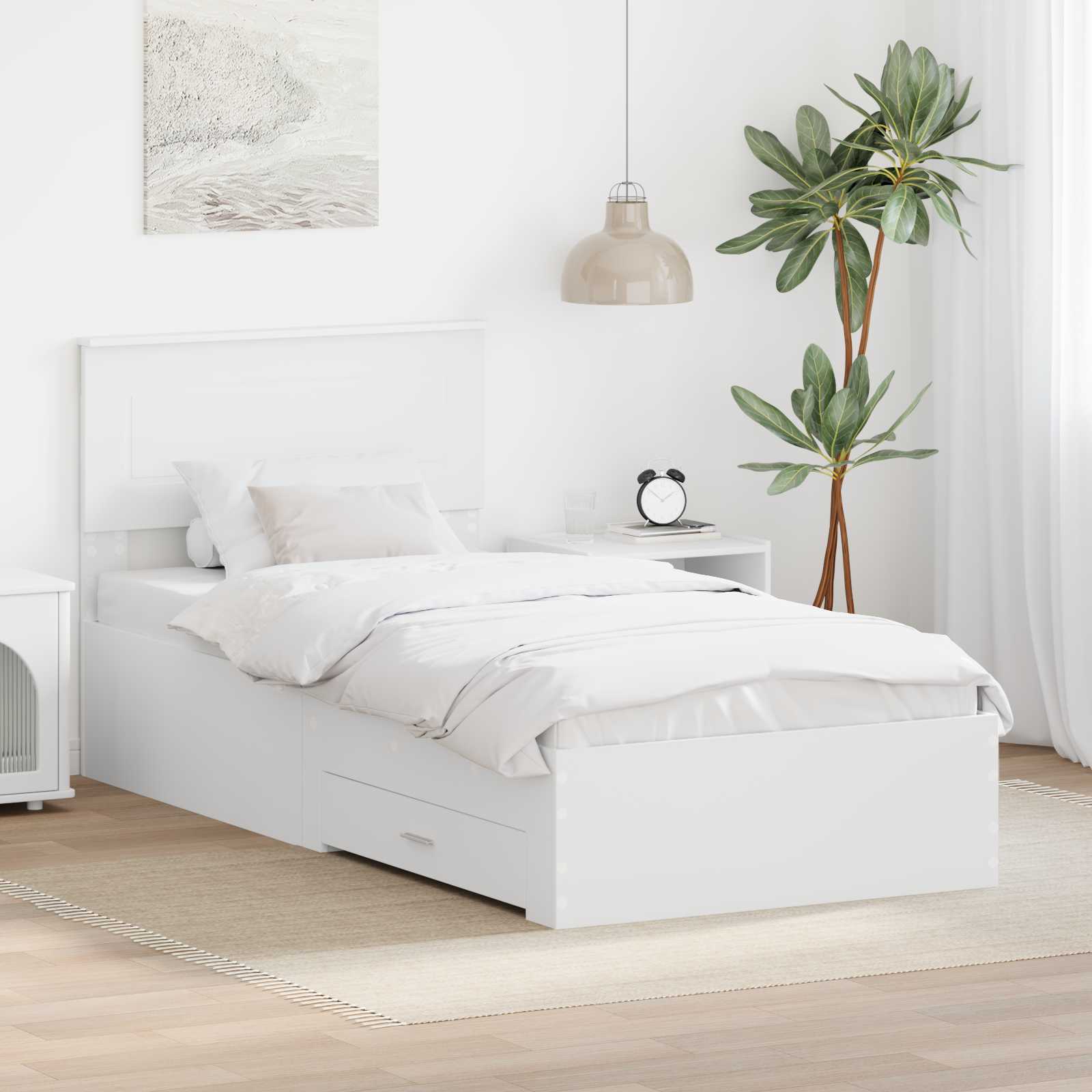 vidaXL Ramka łóżka Biały 90 x 190 cm Materiał drewnopochodny