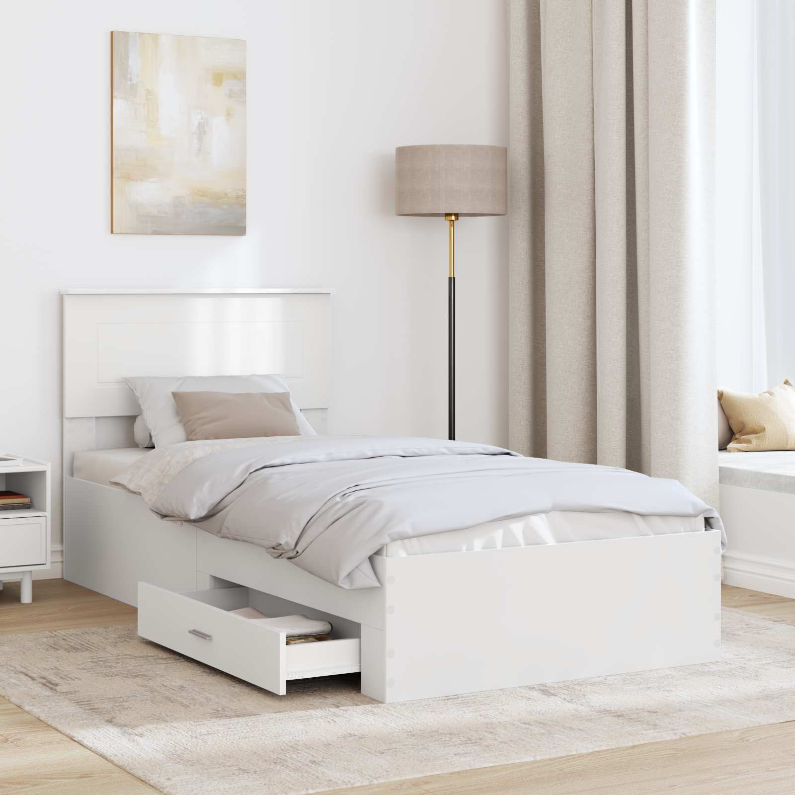 vidaXL Ramka łóżka Biały 90 x 190 cm Materiał drewnopochodny