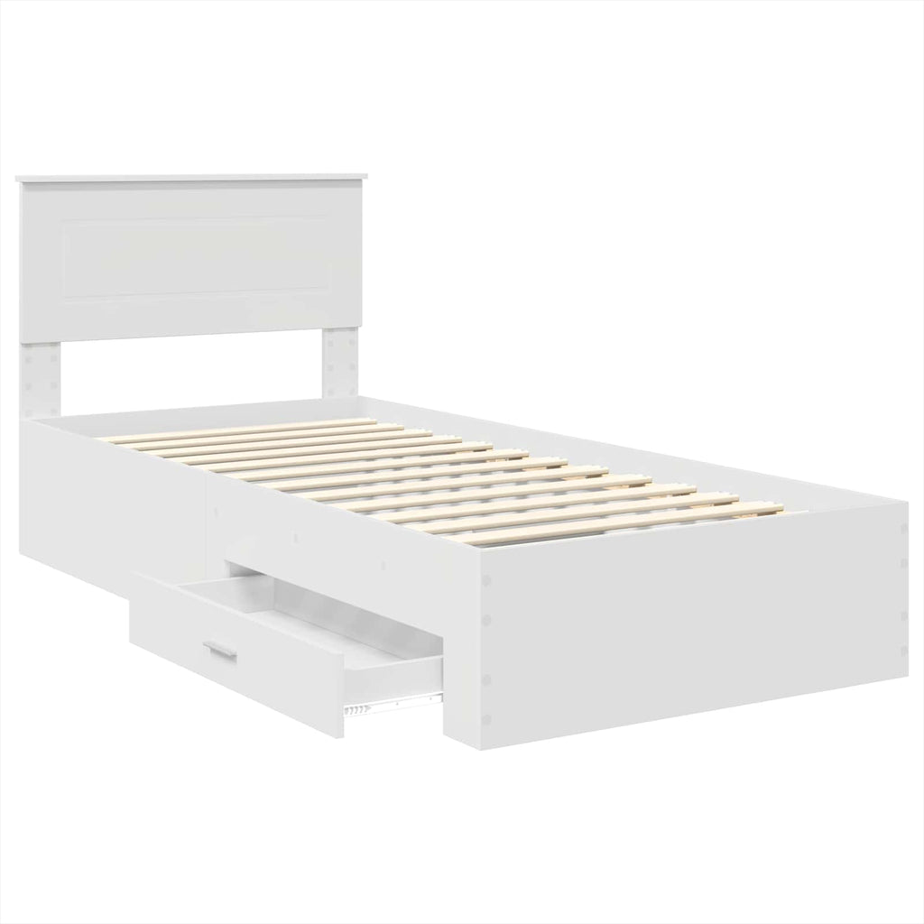 vidaXL Ramka łóżka Biały 90 x 190 cm Materiał drewnopochodny