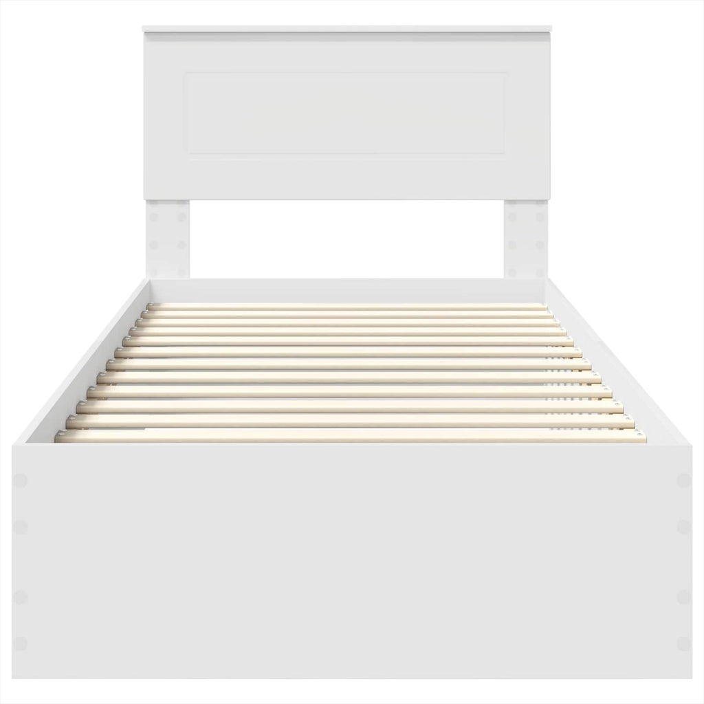vidaXL Ramka łóżka Biały 90 x 190 cm Materiał drewnopochodny