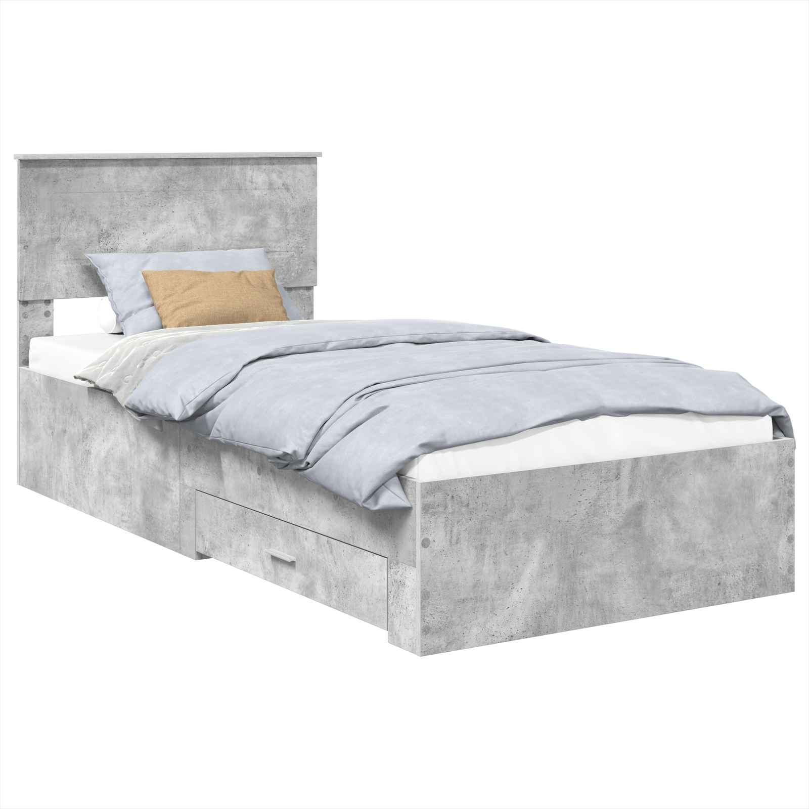 vidaXL Ramka łóżka Betonowy szary 90 x 190 cm Materiał drewnopochodny