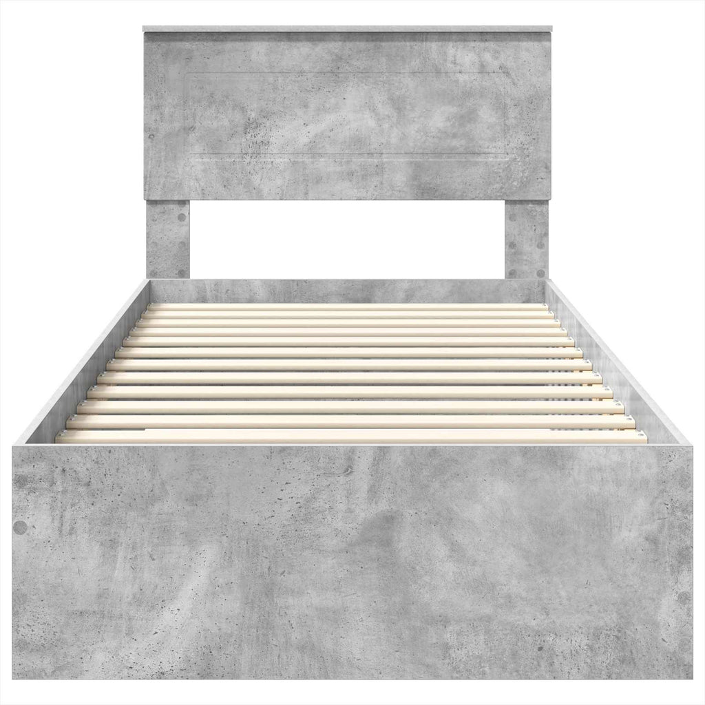 vidaXL Ramka łóżka Betonowy szary 90 x 190 cm Materiał drewnopochodny