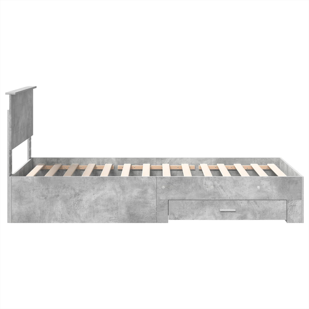 vidaXL Ramka łóżka Betonowy szary 90 x 190 cm Materiał drewnopochodny